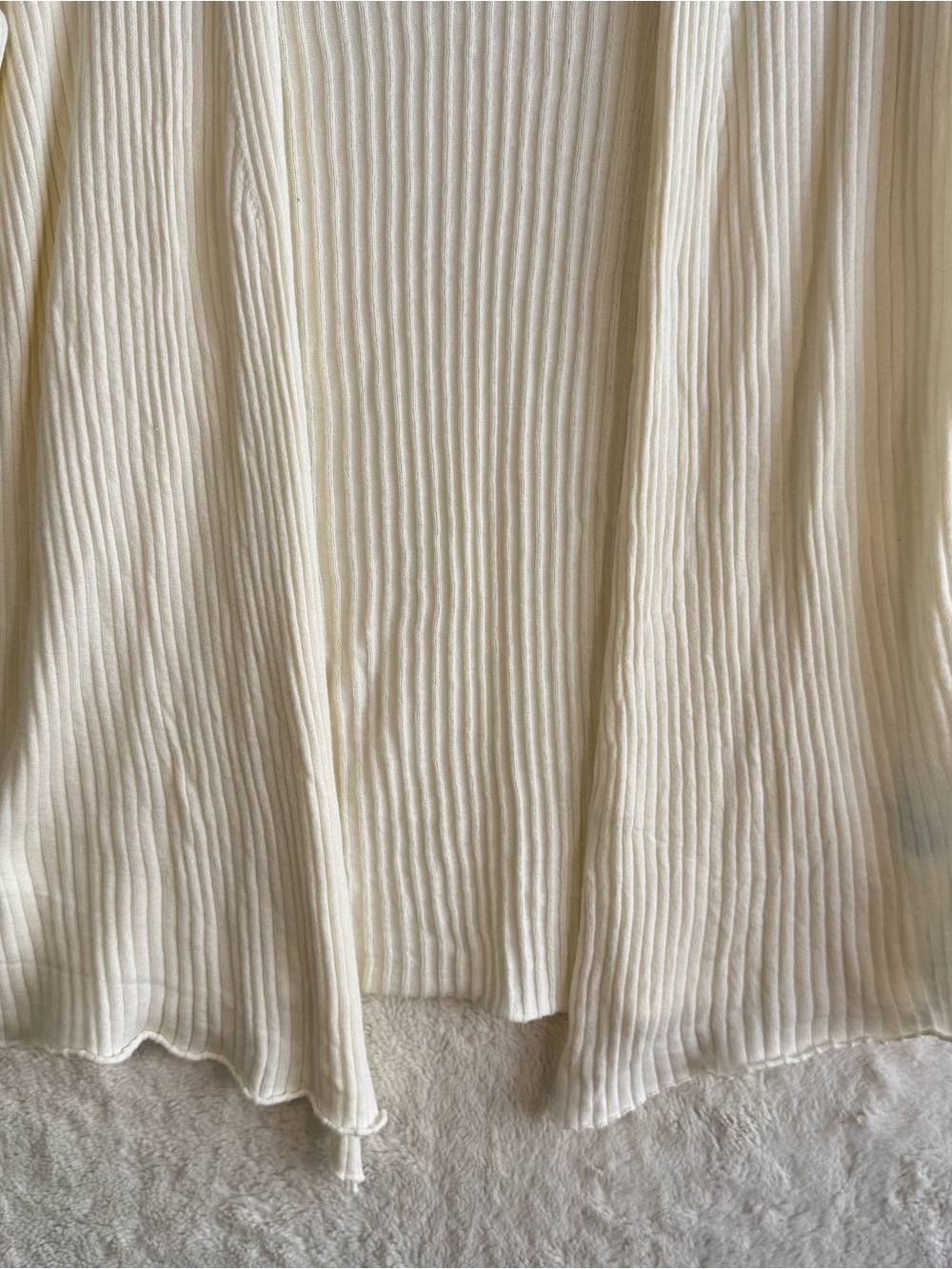 J. Mclaughlin Open Ribbed Knit Cardigan Women’s Small Ivory Minimalist Coastal - Picture 3 of 8